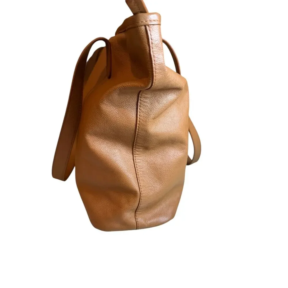 Jack Georges Quiet Luxury Leather Tote Bag Camel Brown